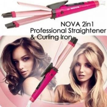 Combo of Nova Professional 2 In 1 Hair Curler - Straightner NHC-1818sc - Hair Straightners - Best Price in Pakistan - HitShop.pk